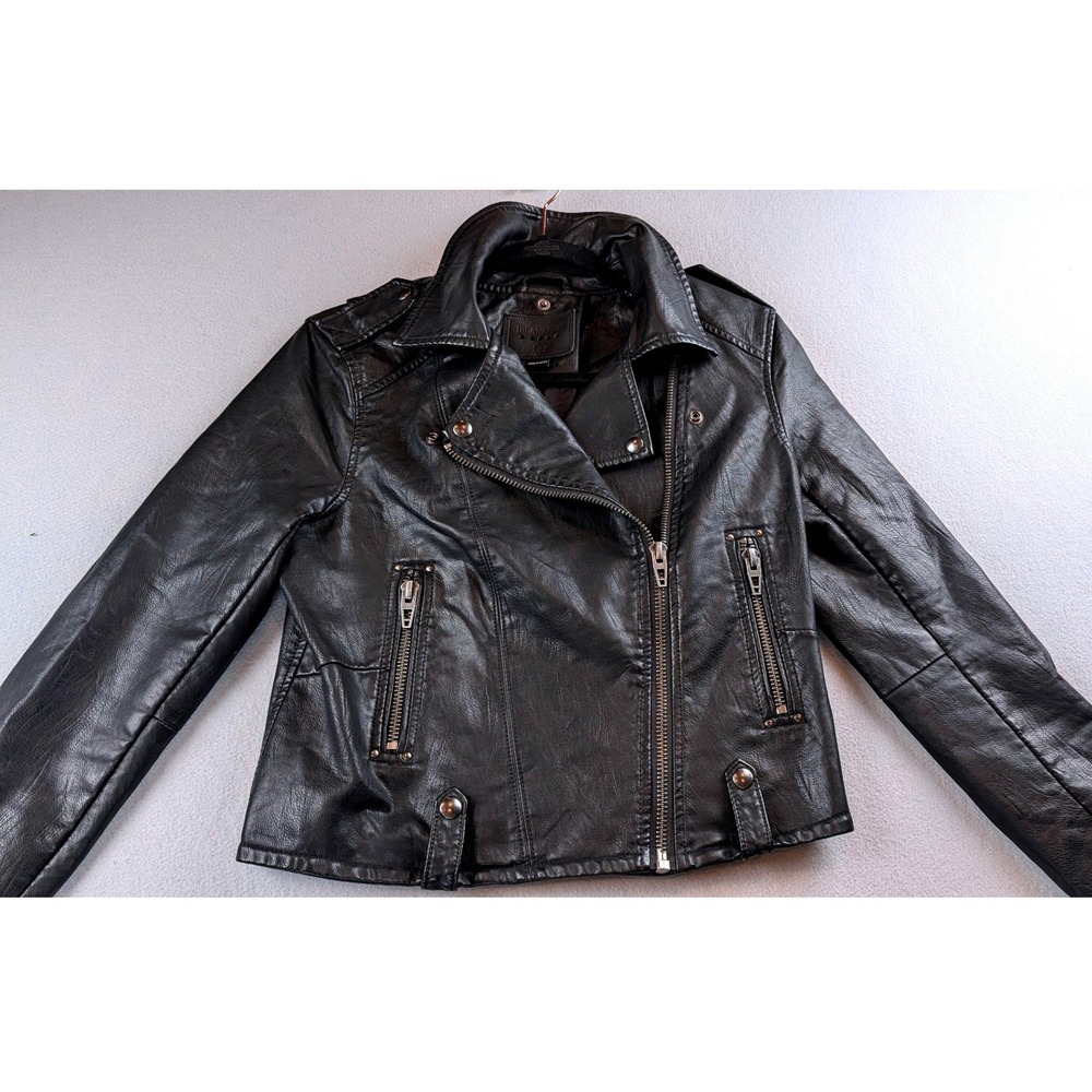 Blank NYC Black Leather Moto Jacket Asymmetrical Zip Biker Coat Womens Small